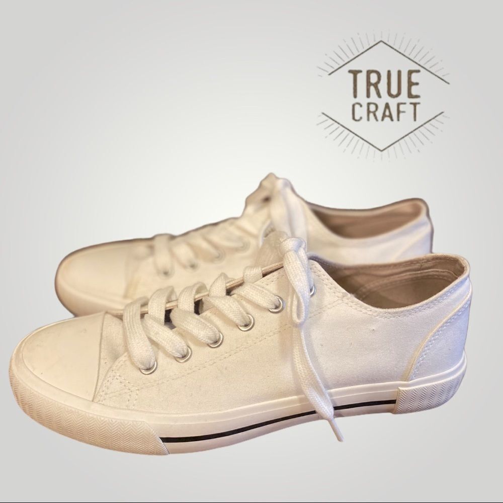 True Craft "Pride" White Canvas Sneakers 8.5